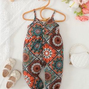 🍂 New! Baby Bohemian Style Stretchy Boho Jumpsuit Romper One Piece 9-12 M